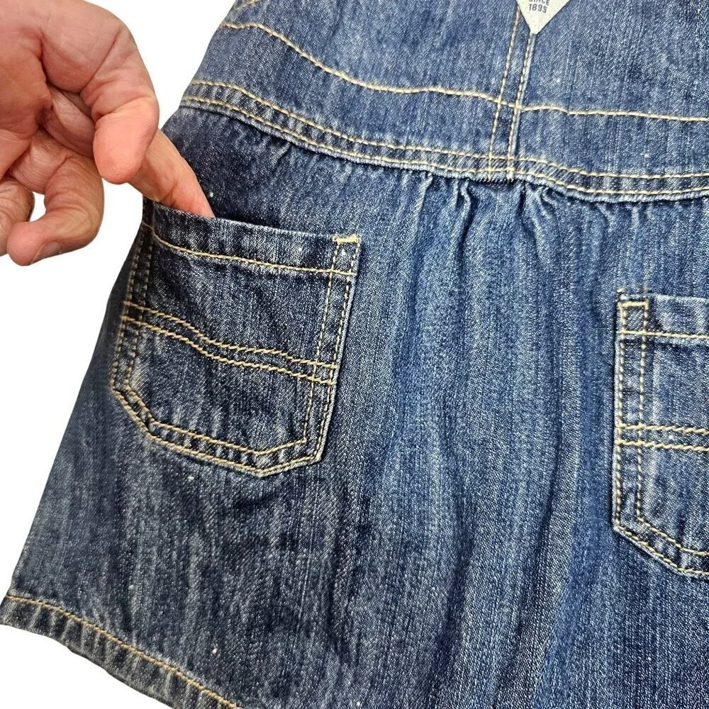 OshKosh Bgosh Baby Denim Bib Overall Skirt Size 12 Mos. 100% Cotton Adj Straps